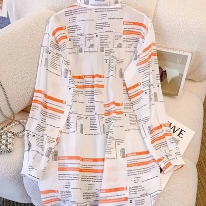 Plus Size Korean Letter Print Shirt Women