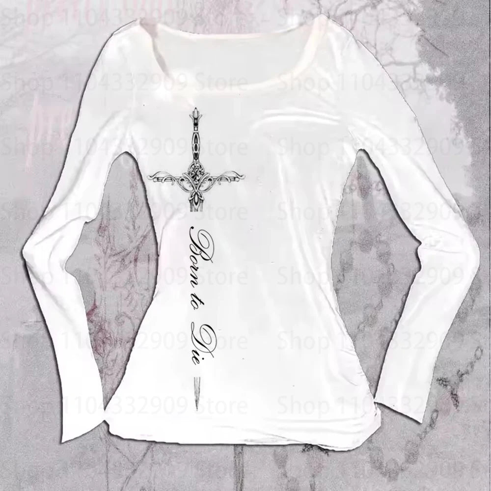 Printing Women's Long Sleeve Tee  Vintage Streetwear