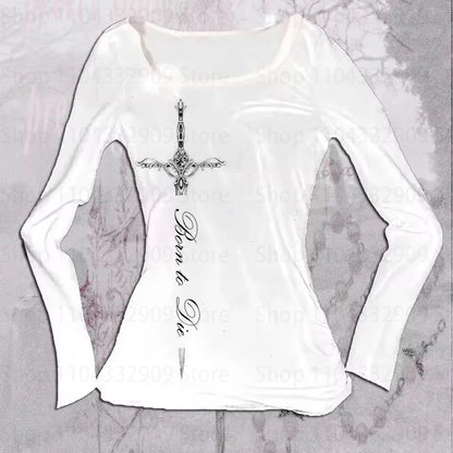 Printing Women's Long Sleeve Tee  Vintage Streetwear