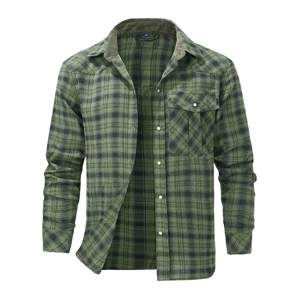 Plaid Checkered Brushed Casual Western Snap Shirt