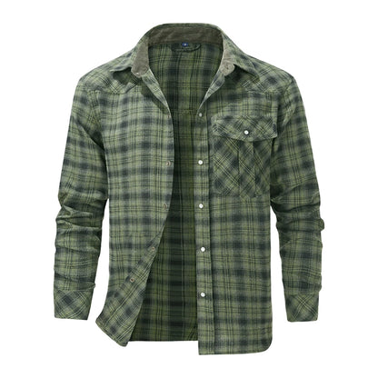 Plaid Checkered Brushed Casual Western Snap Shirt