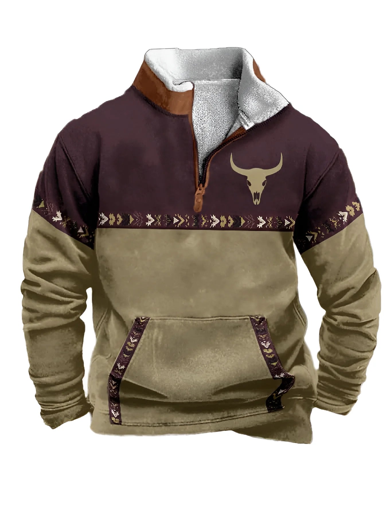 Vintage Western Hoodie  Aztec Cowboy Design