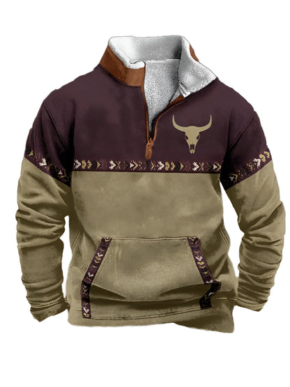 Vintage Western Hoodie  Aztec Cowboy Design