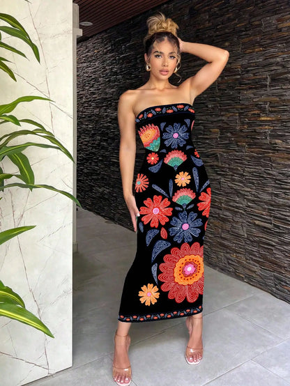 Bohemian Floral Print Maxi Beach Casual Dress