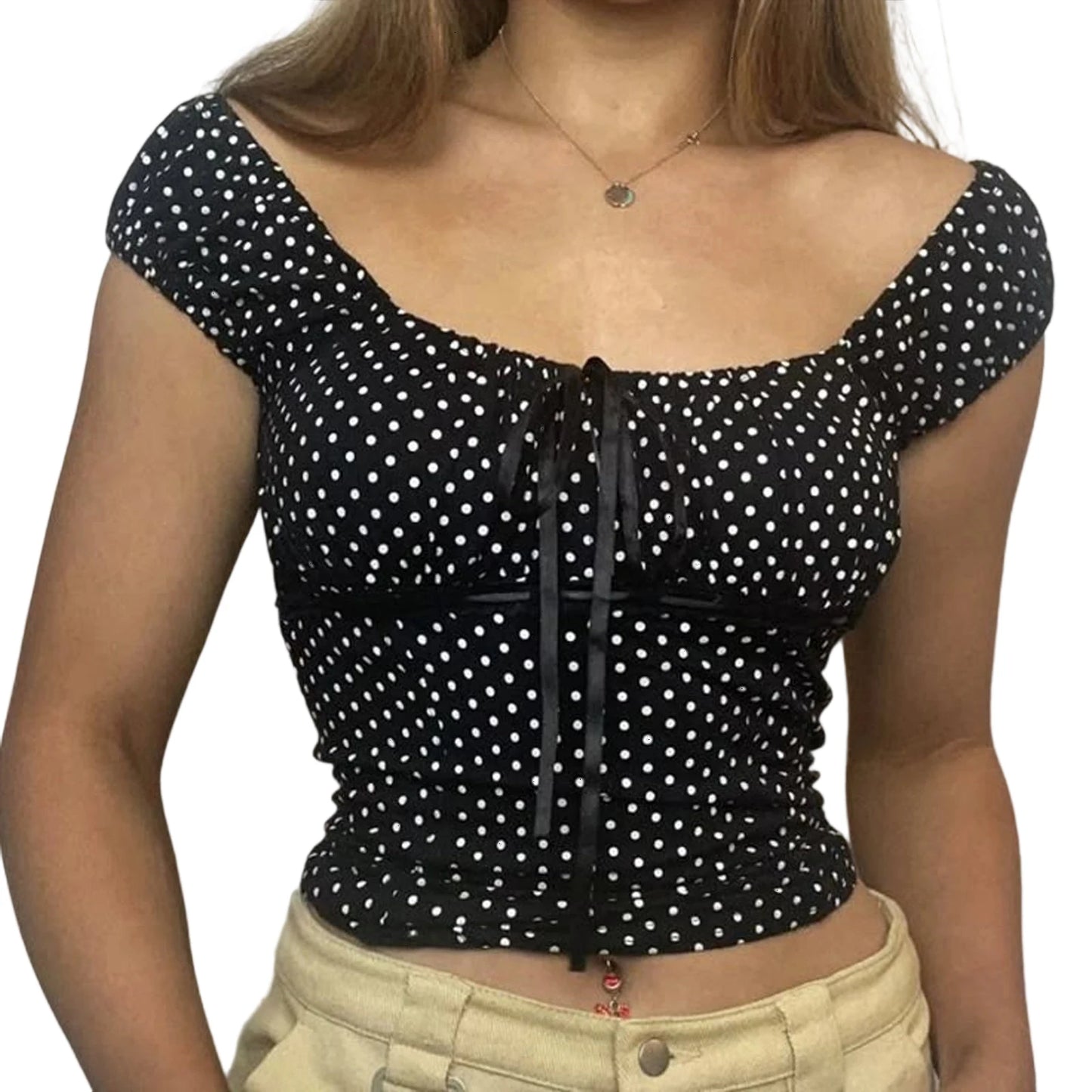 Women s Short Sleeve T-Shirts with Polka Dot