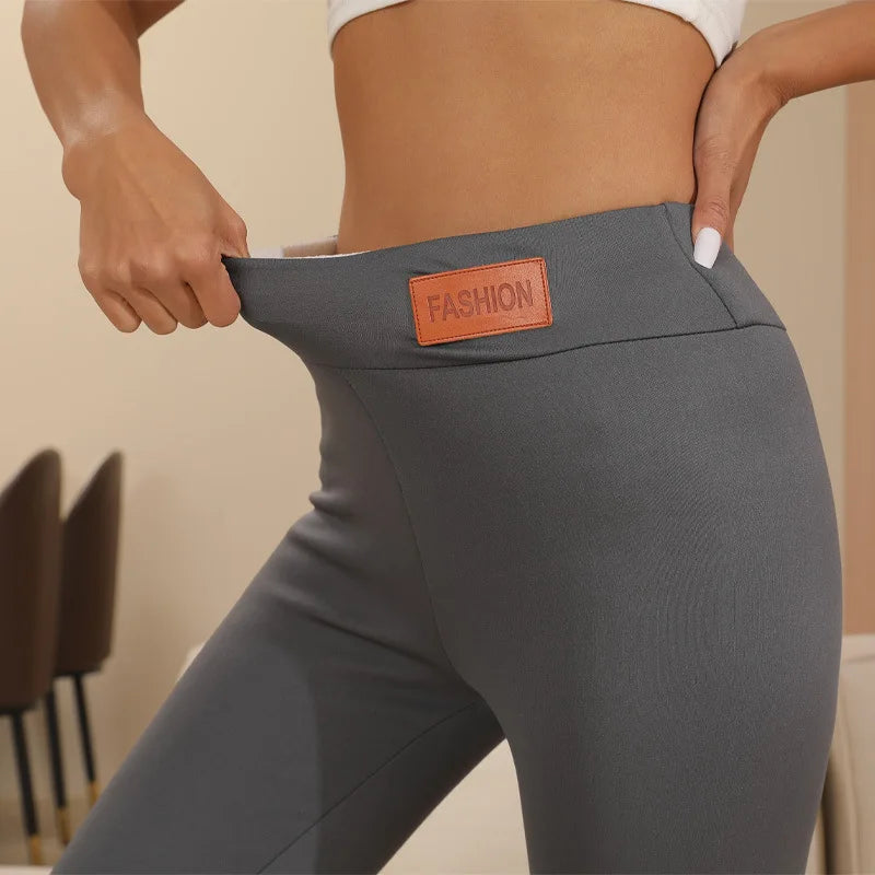 Women Lamb Fleece Leggings Seamless High Waist