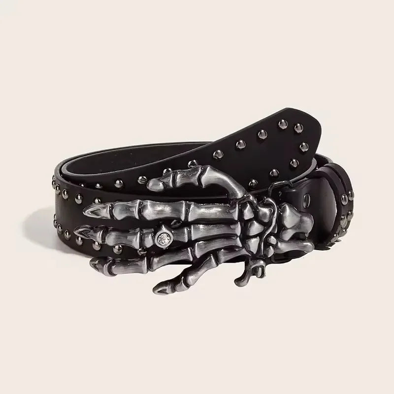 Women Goth Unisex Men's Belt Paw Skull Buckle Waistband Man