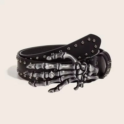 Women Goth Unisex Men's Belt Paw Skull Buckle Waistband Man