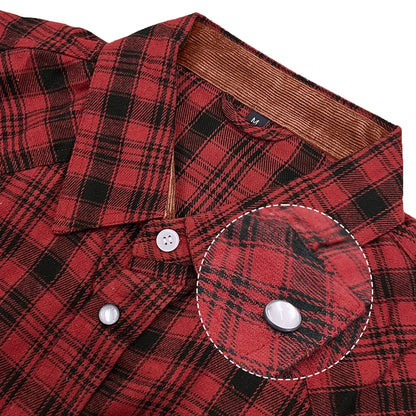 Plaid Checkered Brushed Casual Western Snap Shirt
