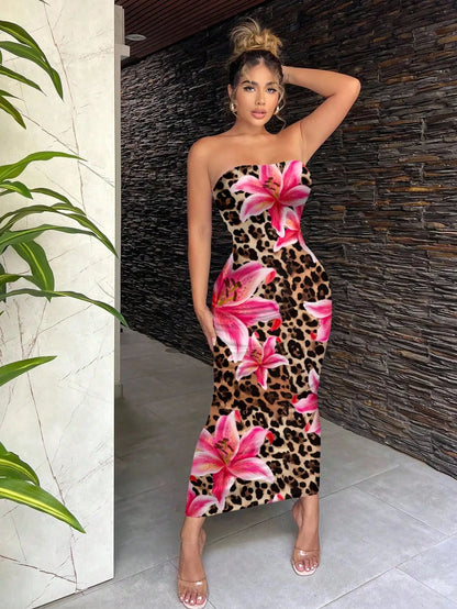 Bohemian Floral Print Maxi Beach Casual Dress