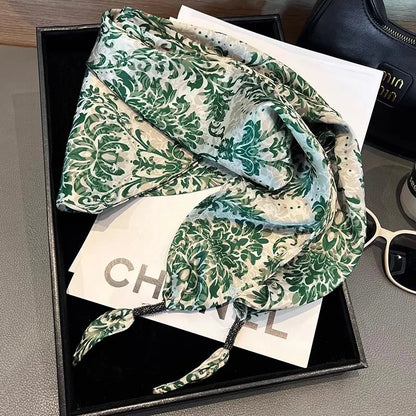 Retro Pineapple Floral Silk Scarf Women's