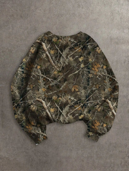 Women's Camo Print Long Sleeve Crewneck Sweatshirt