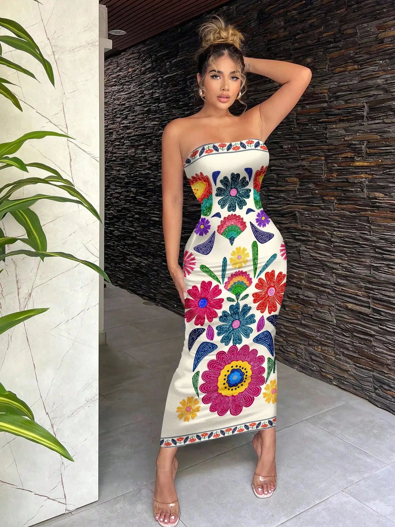 Bohemian Floral Print Maxi Beach Casual Dress