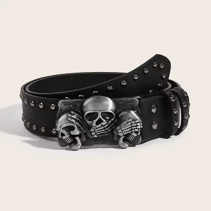 Women Goth Unisex Men's Belt Paw Skull Buckle Waistband Man