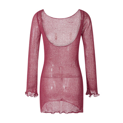 Women Bikini Cover-Ups Solid Color See-Through