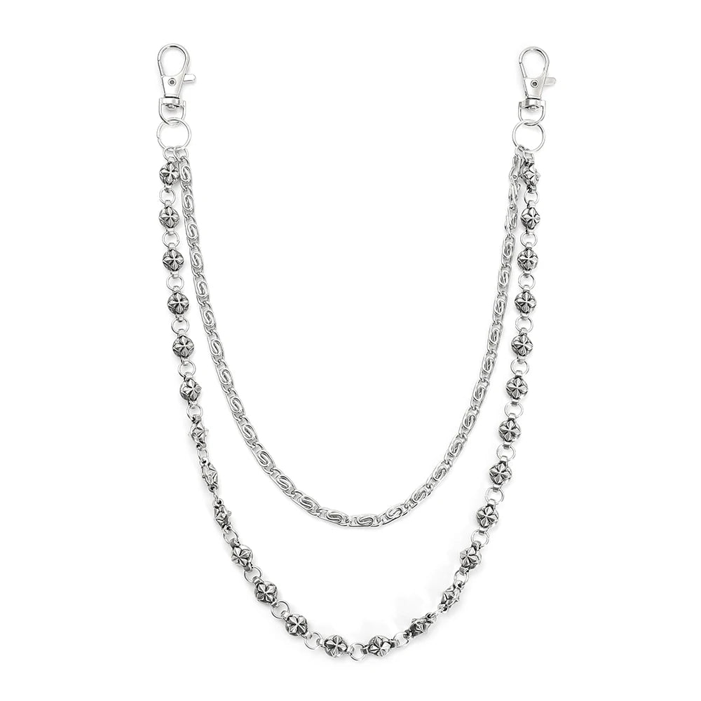 Street Hip-Hop Denim Chain, Punk-Style Double-Layer