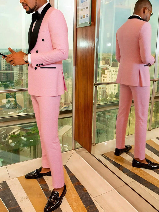 Men's Two-Piece Slim-Fitting Floral Tuxedo Suit,