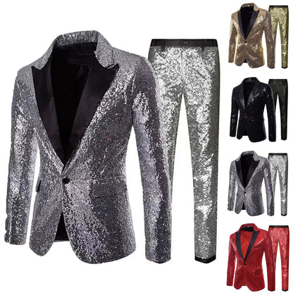 Men Long Sleeve Suit Jackets And Trousers