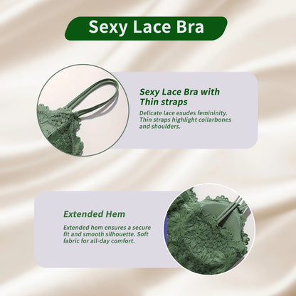 4pcs Woman's Lace Bra Breathable & Comfortable Underwear