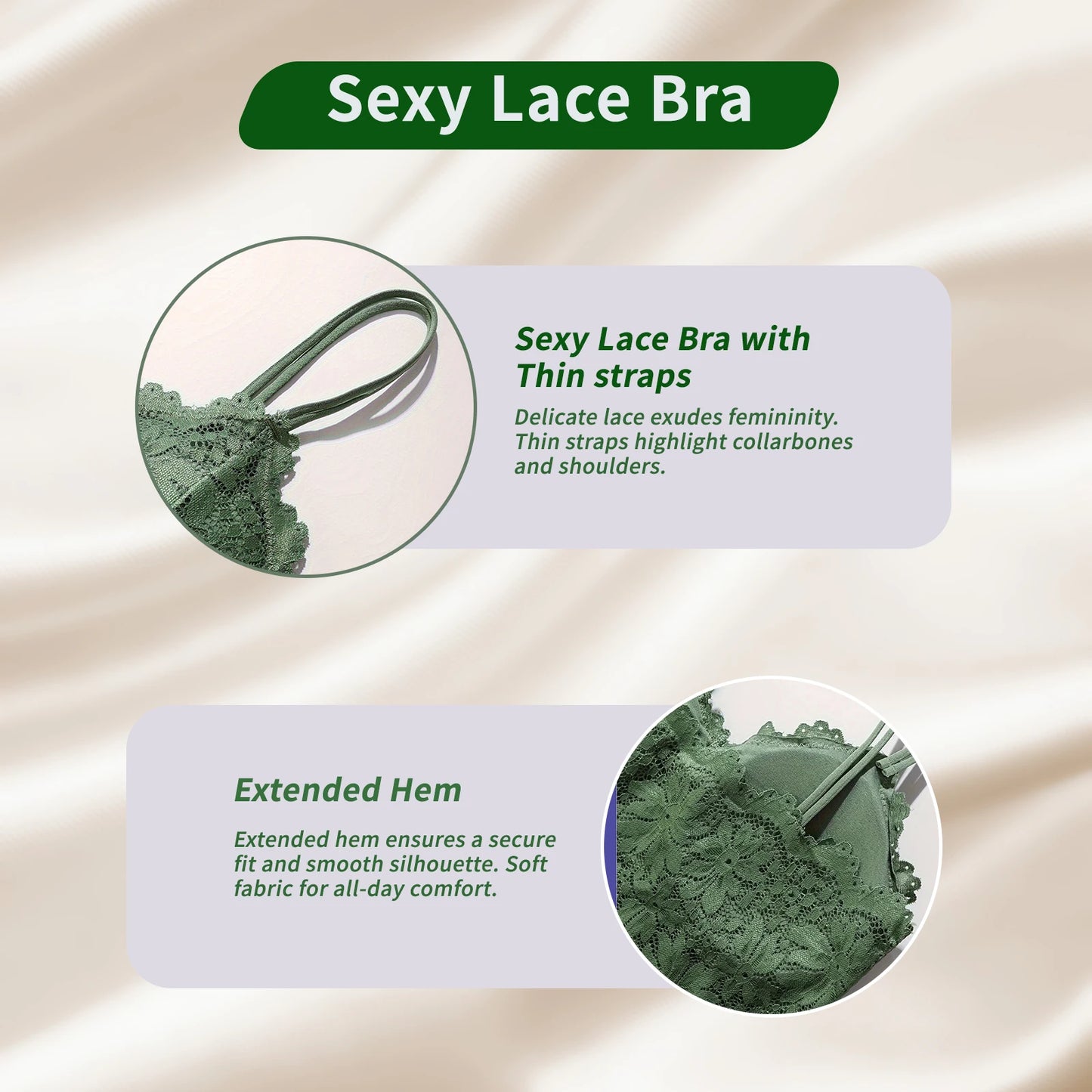 4pcs Woman's Lace Bra Breathable & Comfortable Underwear