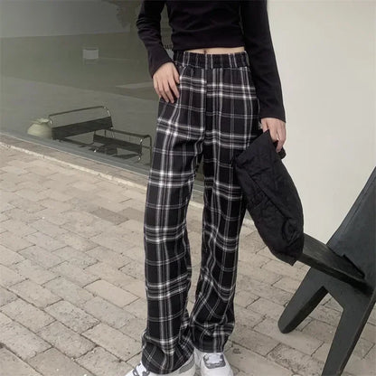 Fashion Warm Plush Pants Cashmere Thick Plaid Ladies Winter Casual
