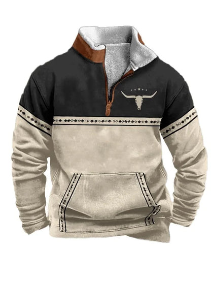 Vintage Western Hoodie  Aztec Cowboy Design
