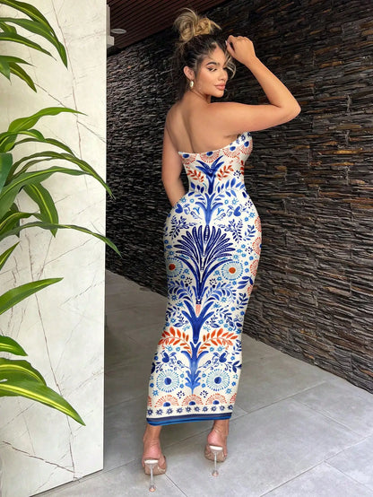 Bohemian Floral Print Maxi Beach Casual Dress