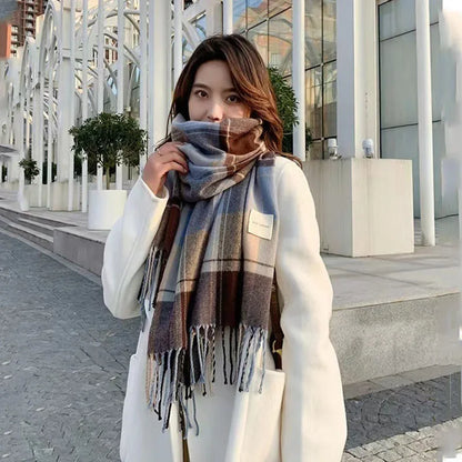 Checkered Scarf Women's Winter Scarves Cashmere Scarf