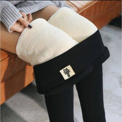 Women Lamb Fleece Leggings Seamless High Waist