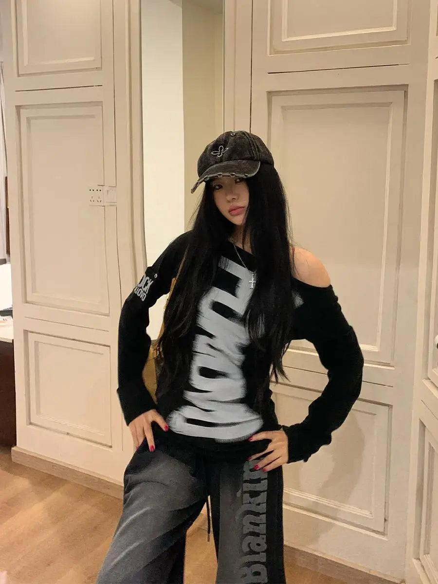American Retro Print T-shirt Women