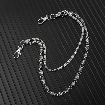 Street Hip-Hop Denim Chain, Punk-Style Double-Layer