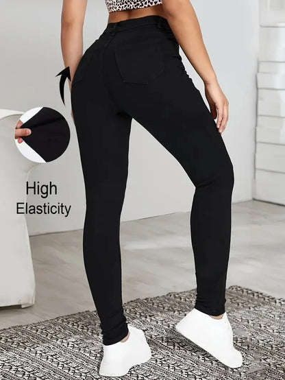Women's High Waisted Basic Black Jeans