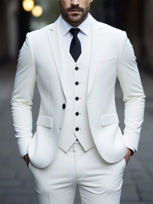 Men's Three-Piece White Suit