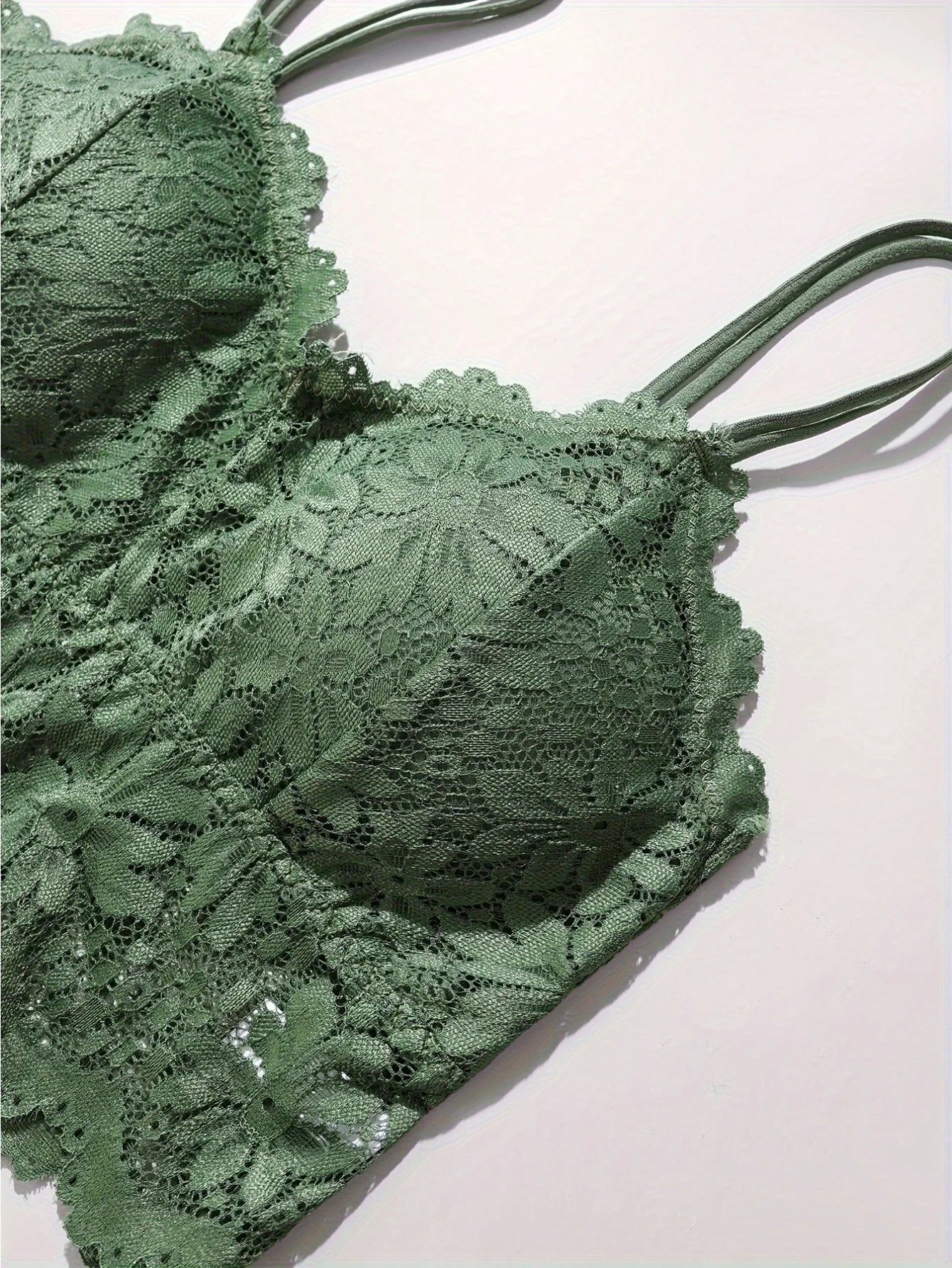 4pcs Women's Lace Breathable & Comfortable Stretchy Lingerie Set