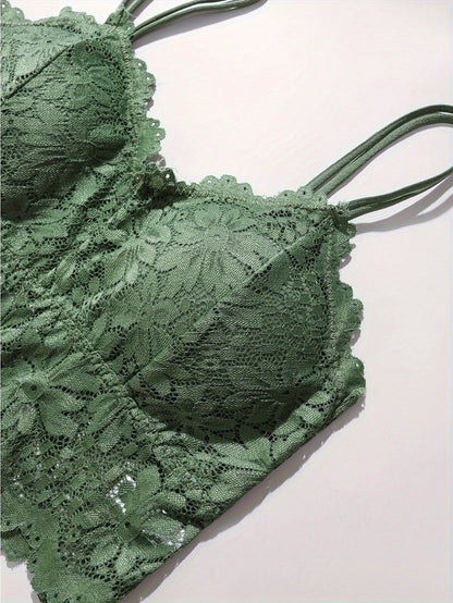 4pcs Women's Lace Breathable & Comfortable Stretchy Lingerie Set