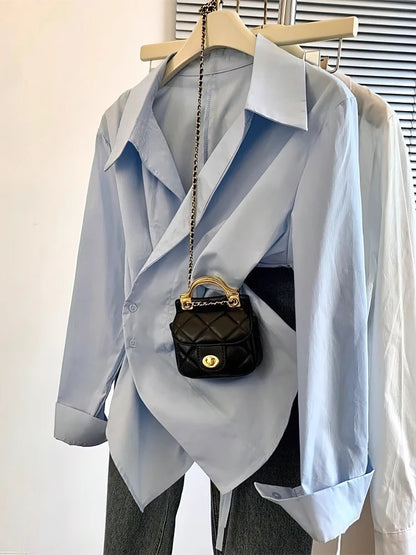 Designer Irregular Long sleeve Polo Shirt Women