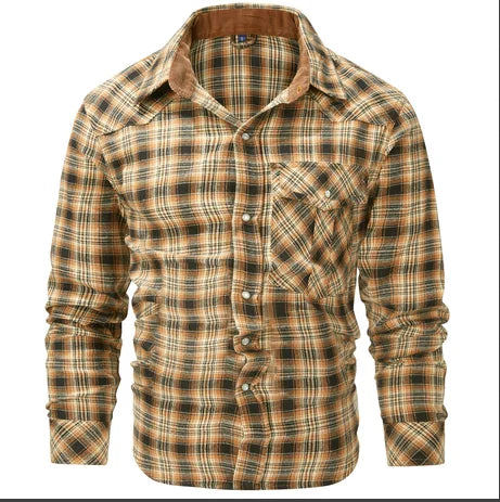 Plaid Checkered Brushed Casual Western Snap Shirt