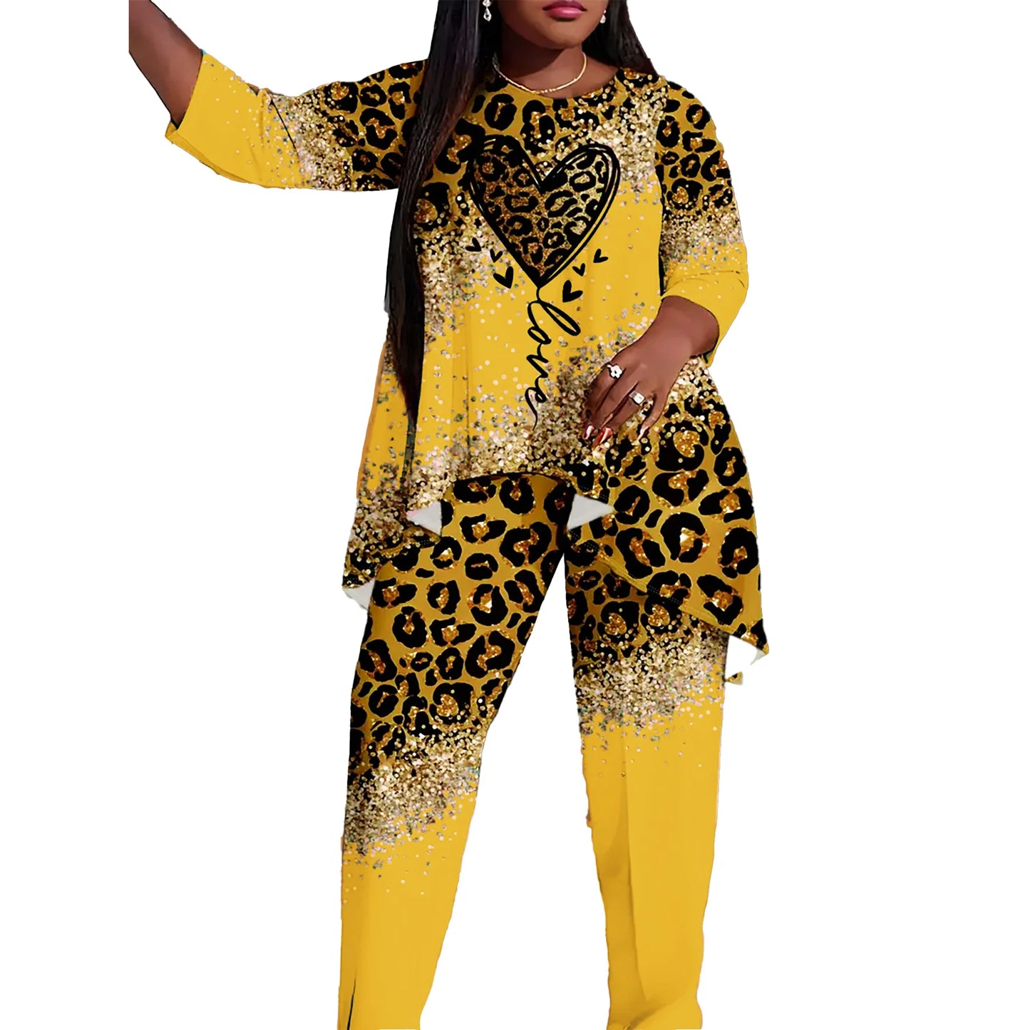 Plus Size Women's Suit Shirt Pants Two-Piece Suit