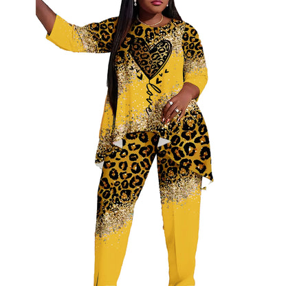 Plus Size Women's Suit Shirt Pants Two-Piece Suit