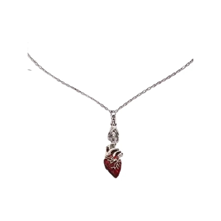 Punk Style Bat & Heart Design Pendant Necklace,