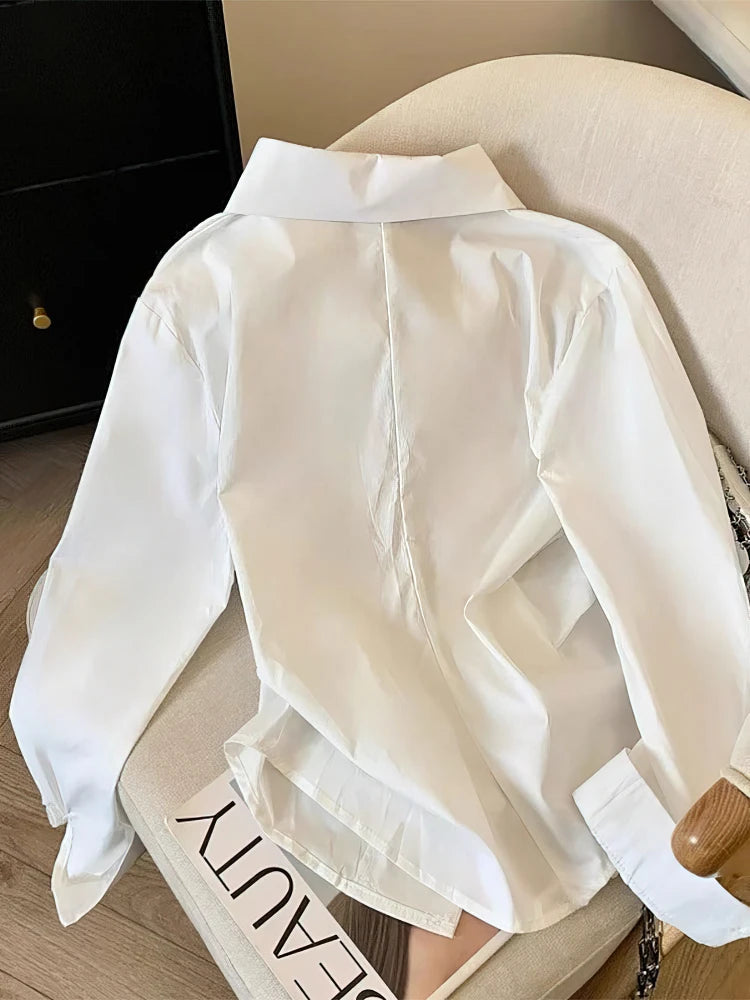 Designer Irregular Long sleeve Polo Shirt Women