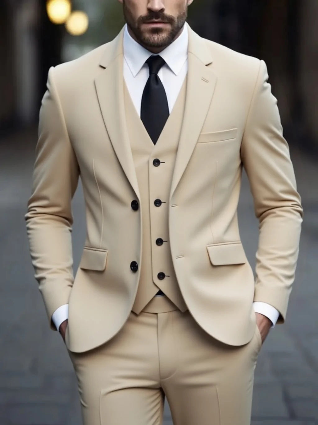 Men's Three-Piece White Suit