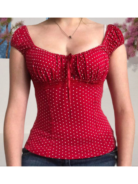 Women s Short Sleeve T-Shirts with Polka Dot