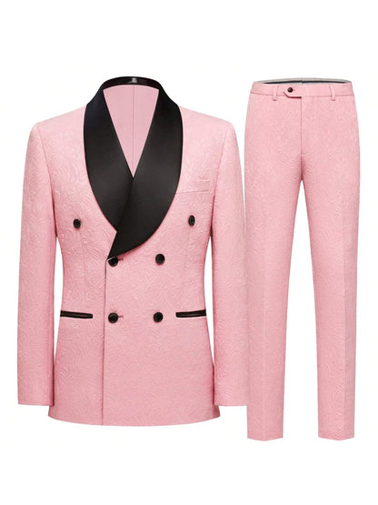 Men's Two-Piece Slim-Fitting Floral Tuxedo Suit,
