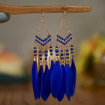 Feather Dangle Earrings For Women Bohemian