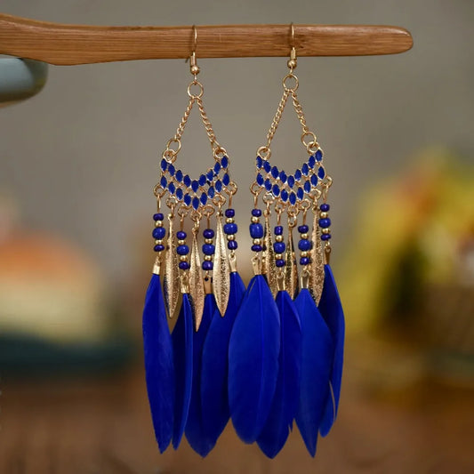Feather Dangle Earrings For Women Bohemian
