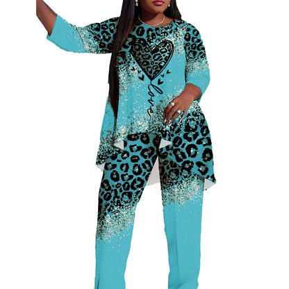Plus Size Women's Suit Shirt Pants Two-Piece Suit