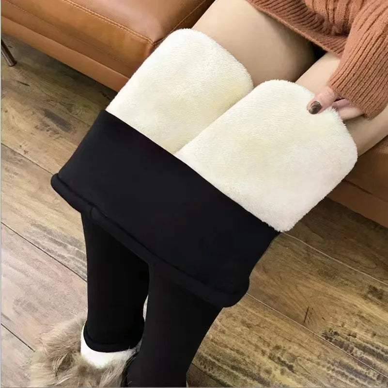 Women Lamb Fleece Leggings Seamless High Waist