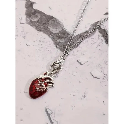 Punk Style Bat & Heart Design Pendant Necklace,