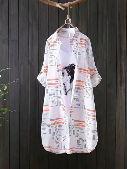 Plus Size Korean Letter Print Shirt Women